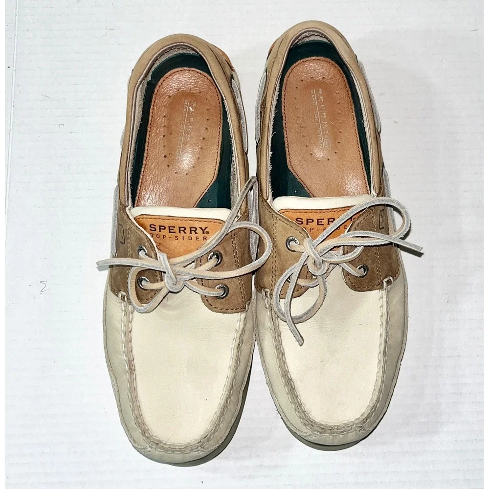 Sperry Top-Sider Mako Boat Shoes Mens 10.5‎ Tan Leather Loafers 0768101 Preppy
